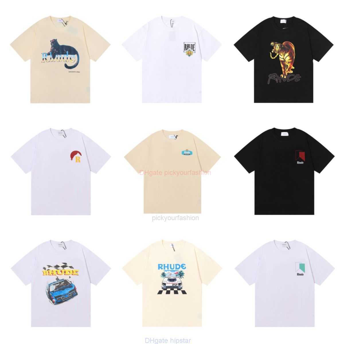 

Designer Fashion Clothing Tees Tshirt American Niche Trendy Brand Rhude Design Sense Short Sleeved Male Female Couple Fog High Street Loose Fitting Tshirt Spring, 5018 black