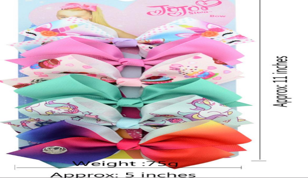 

JOJO SIWA 5inch LARGE Rainbow Unicorn Signature HAIR BOW with card and sequin logo baby girl Children Hair Accessories fashion ha8554597