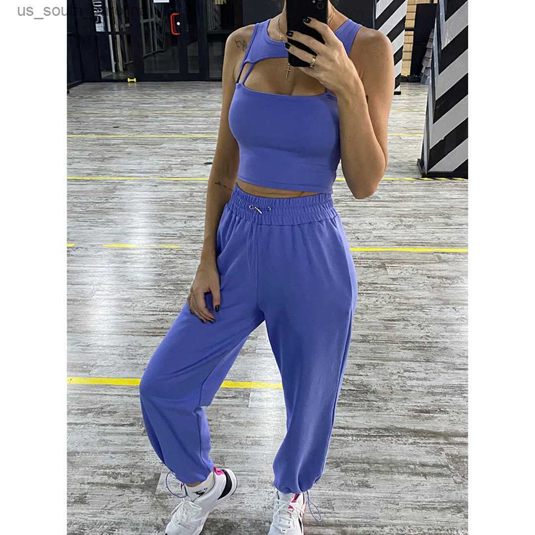 

Camis  - XL Yoga Bra Tank Tops Casual Drawstring Pant Cut Out Running Sport Underwear Legging Female Shockproof Vest Fitness Bra A077 L230522, Top blue