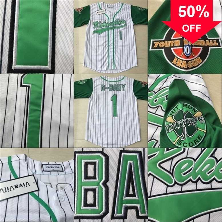 

Xflsp GlaMit USA Movie Jerseys Kekambas Mens 1 Jarius G-Baby Evans Alternate Uniform Hardball Includes ARCHA Patch 100% Stitched White Green Jersey