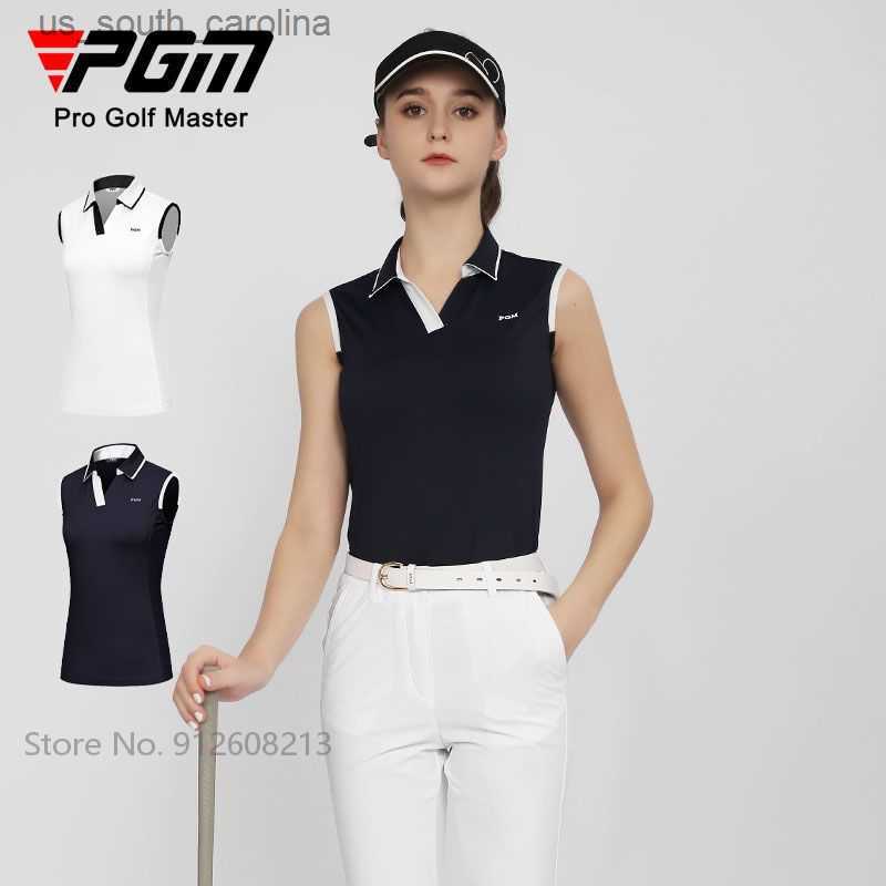 

Camis PGM Summer Women Slim Golf T-shirts Quick-dry Sleeveless Golf Vest Female V-neck Tank Tops Breathable Casual Sportswear -XL L230522, Navy