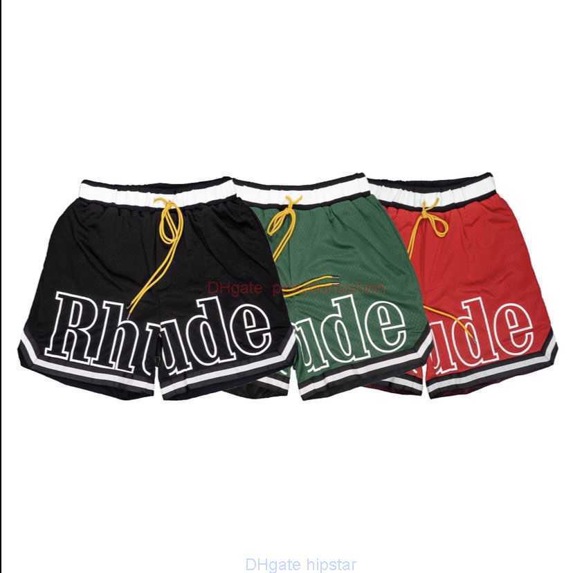 

Designer Short Fashion Casual Clothing Beach shorts Correct Version of Rhude Niche Trendy Brand Mesh Shorts American High Street Trend Loose Fitting Basketball Sho, Green
