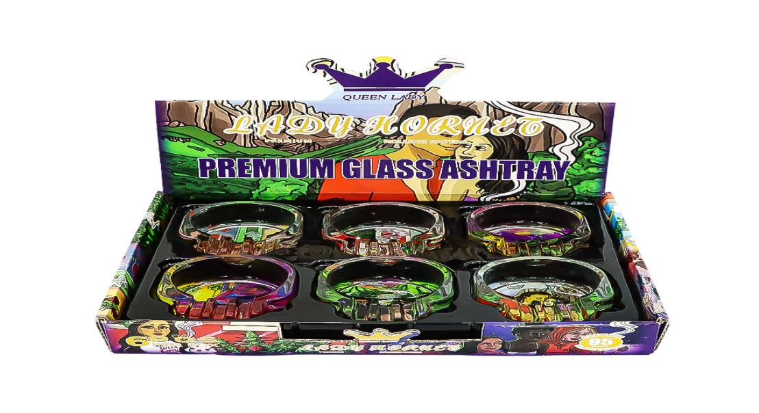 

LADY HORNET Durable HandmadeGlass Ashtray Multicolor Ash Holder 72MM Cigarette Cigar Ashtray Whole Display Packing2601242