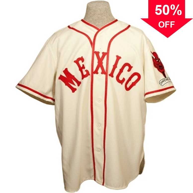 

Xflsp GlaMitNess Mexico City Red Devils 1957 Home Jersey 100% Stitched Embroidery Vintage Baseball Jerseys Custom Any Name Any Number, 1 white
