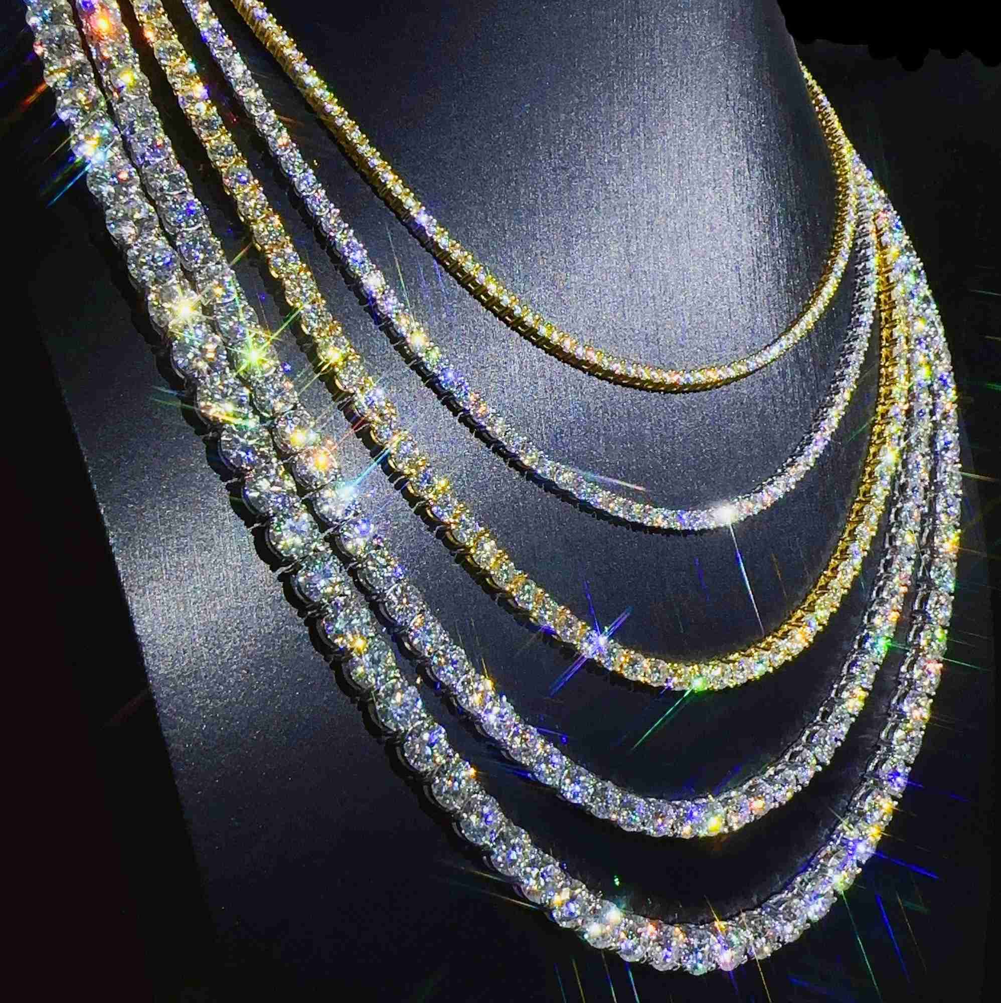 

Hip Hop Jewelry Full Size Silver 925 Vvs Moissanite Tennis Chain Women Mens Necklace Pass Diamond Tester Chain in Stock