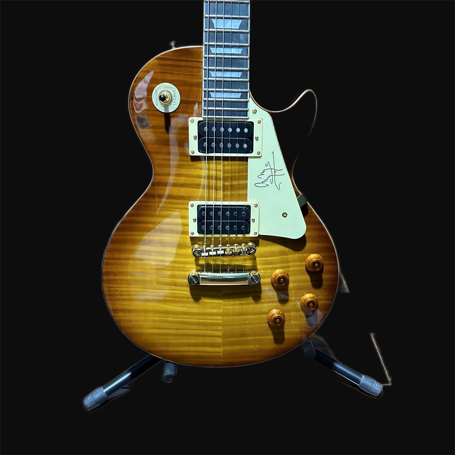 

LP Electric Guitar Tiger Maple Top, gold hardware rose wood fingerboard high quality guitar258