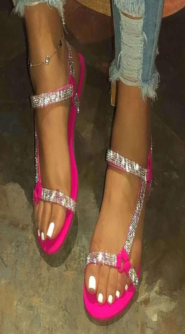 

2020 Summer Beach Bling Crystal Rome Ladies Sandals Rhinestone Platform Mixed Color Cutouts Wedges Women Sandals Shoes Woman8349871, Red