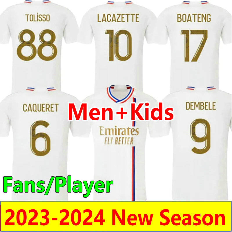

2023 Maillot Lyonnais 23 24 Soccer Jerseys fans player version CHERKI AOUAR maillots de futol SARR DEMBELE BARCOLA TOLISSO LOVREN football shirt men kids uniforms, Kids 23-24 home