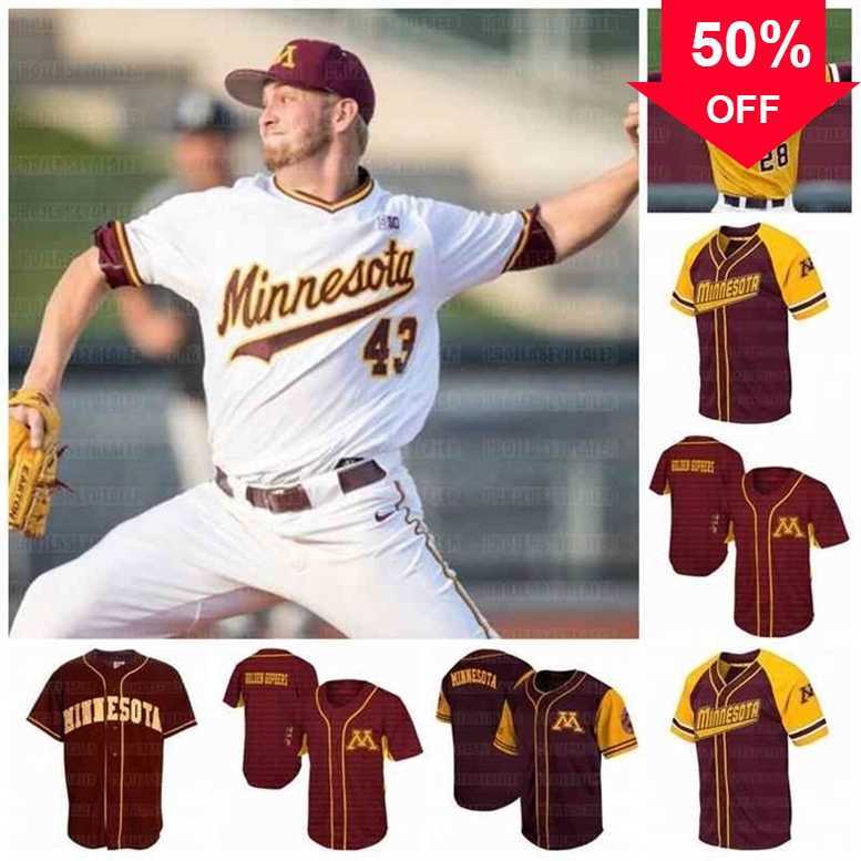 

Xflsp GlaC202 Mens Max Meyer Minnesota Golden Gophers Baseball Jersey Joshua Culliver Nick Lackney Jord Kozicky Custom Jersey, As picture