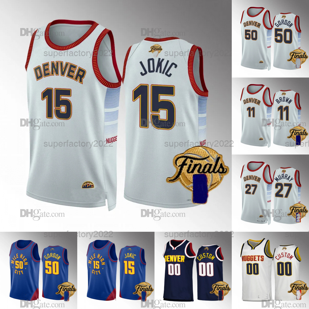 

Nugget 2023 Finals Basketball Jersey Denvers Nikola Jokic Jamal Murray Michael Porter Jr. Kentavious Caldwell-Pope Aaron Gordon Bruce Brown Christian, White
