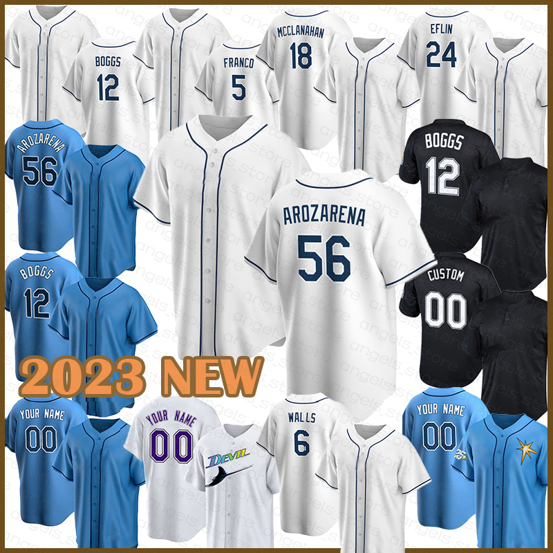 

Custom Baseball Jersey Rays Wade Boggs Kevin Kiermaier Tampa Bay Shane McClanahan Randy Arozarena Wander Franco Vidal Francisco Mejia Yandy Diaz Brandon Lowe, 2023 custom(guangmang