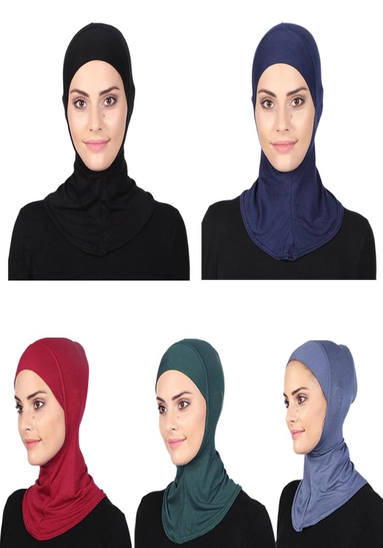 

Ramadan Muslim Women Underscarf Hat Cap Headwear Bone Bonnet Ninja Hijab Islamic Neck Cover Arab Beanies Full Cover Solid Color1106824, Red