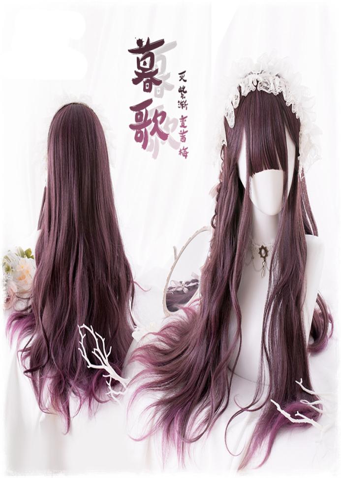 

68cm Daily Gothic Harajuku Kawaii Cute Purple Gradient Lolita Curly Long Synthetic Hair Cosplay Costume Wig Wig Cap9247017, Ombre color