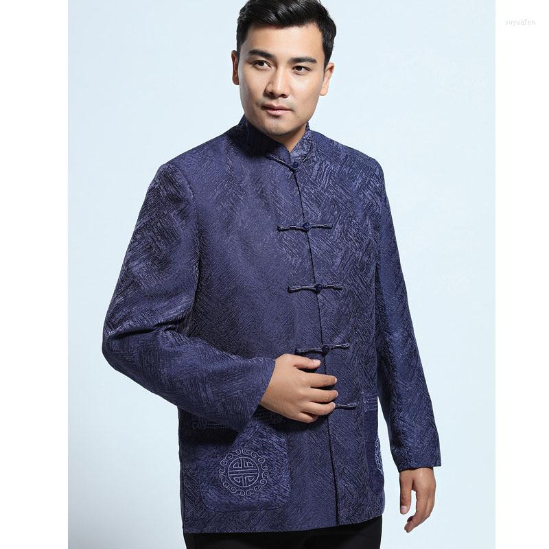 

Men' Jackets Men' Jacket Chinese Style Old Coarse Cloth Tang Suit Male Long-sleeve Coat Velvet Casual Retro Tai Chi Ropa Hombre, Blue