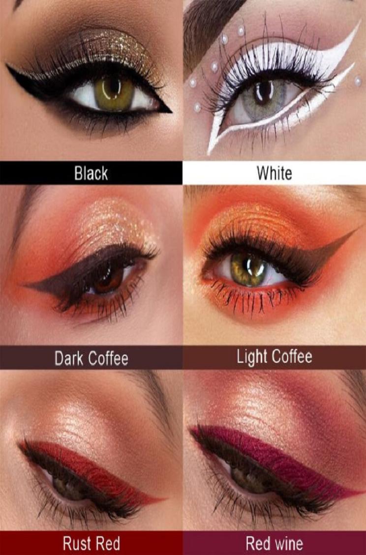 

CmaaDu explosive 6 color BlackWhiteDark CoffeeLight CoffeeRust RedRed wine Eyeliner Pen matte fast dry colored eye liner for 7037234, Six colors