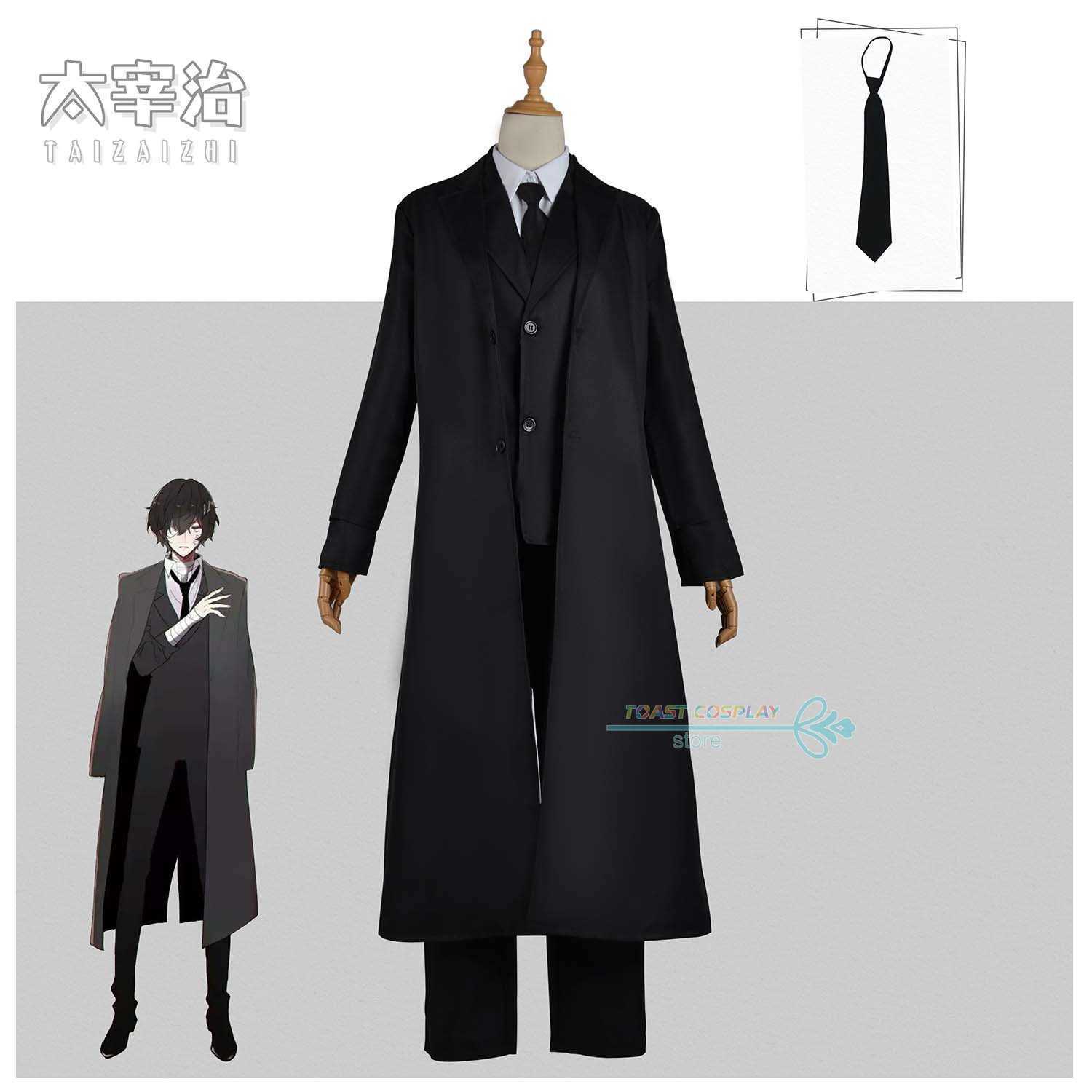 

Anime Costumes Anime Dazai Osamu Cosplay Stray Dogs Kom Come Jaket Panjang Mantel Jas Dewasa Pria Halloween Gentle Style Z0602
