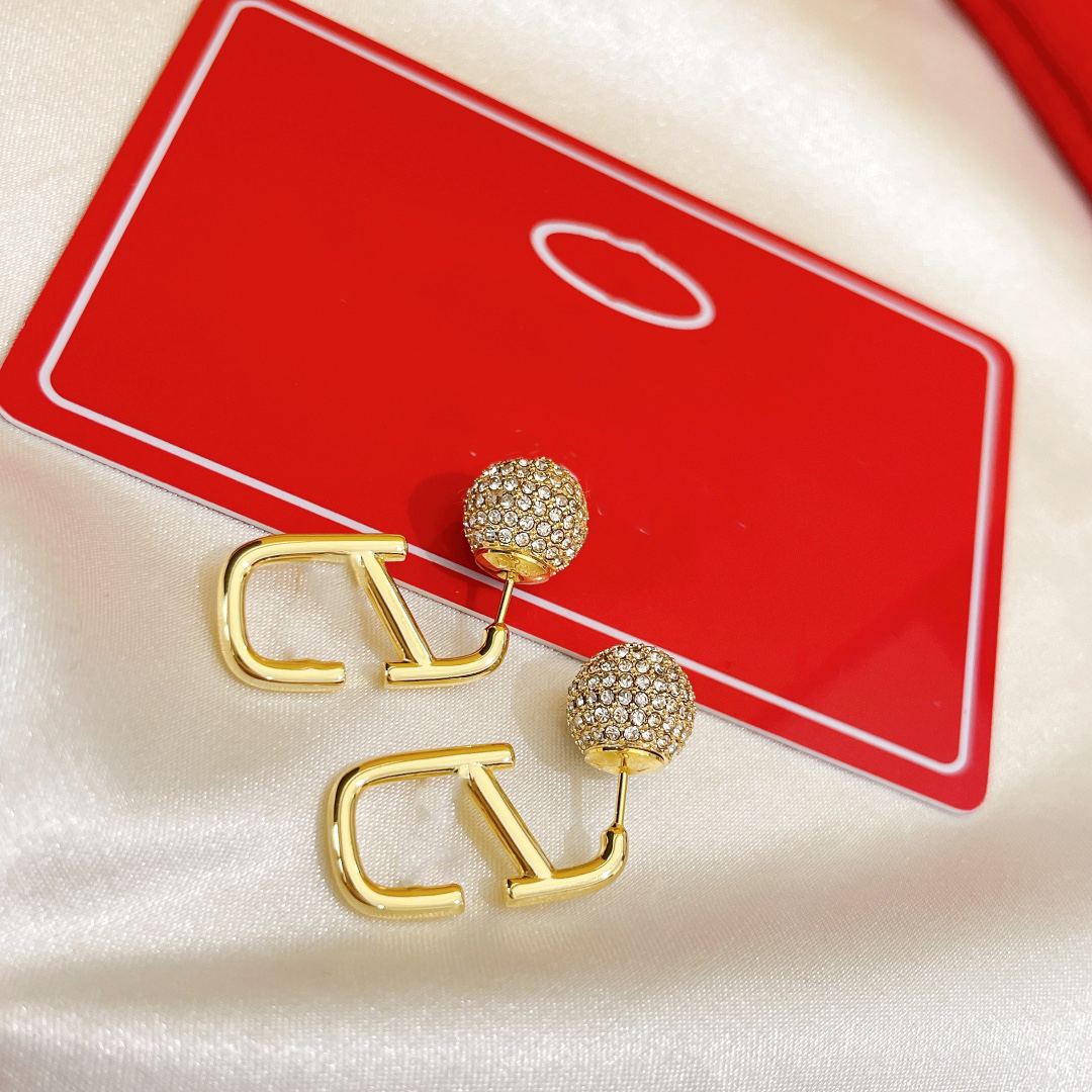 

Designer V Logo Earring Charm Brand Stud Earing Women Fashion Hoop Jewelry Luxury Metal Crystal Pearl Earring Women's Gift Jeweler akxl2