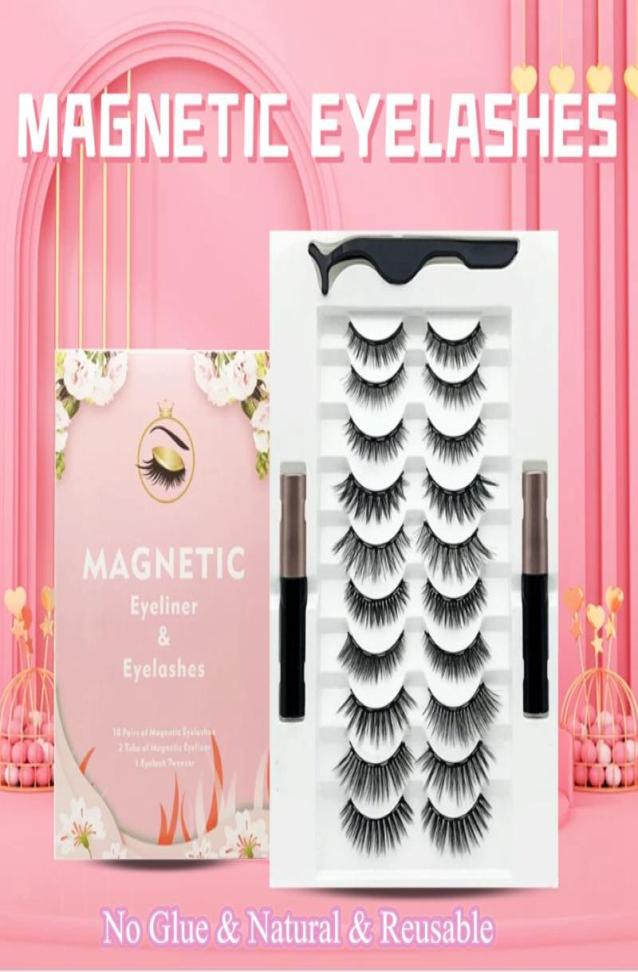

False Eyelashes 3D Magnetic And Eyeliner Set Natural Long Mink Lashes Whole In Bulk Reusable Beauty Make Up Tool8043962