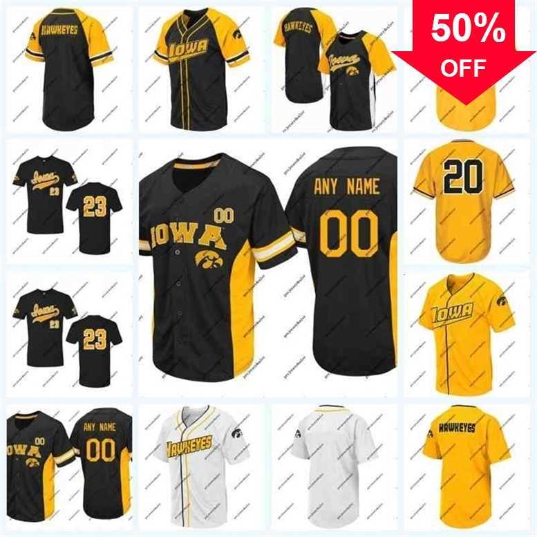 

Xflsp GlaC202 Iowa Hawkeyes NCAA College Baseball Jersey Black White Gold For Mens Womens Youth Double Stitched Name and Nmber Mix Order High Quailty, Black as picture 1