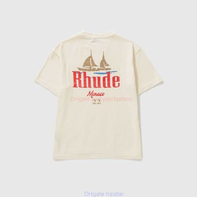 

Designer Fashion Clothing Tees Tshirt Rhude Sailing Tee Short Sleeve T-shirt Men's Hbx Cotton Streetwear Tops Casual Sportswear Rock Hip hop for sale, White short sleeves