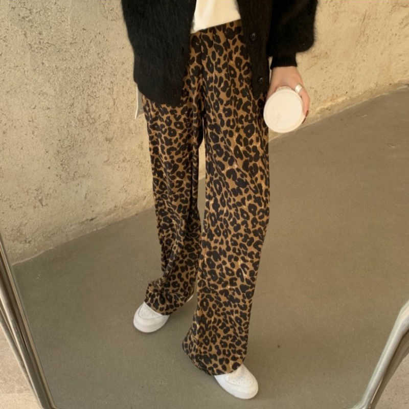 Capris Lucifer Fashion Leopard 2022 Summer Leisure Elastic High Waist Wide Leg Pants Women's Street Apparel Hip Hop Trousers P230602-image-873775272