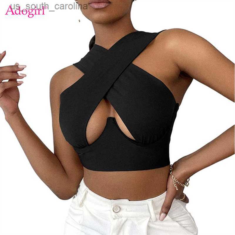 

Camis Adogirl Crop Top Cross Hollow Out Wrapped Corset Vest S-3XL Women Sexy Backless Tanks Slim T-shirt Drop Ship Wholesale L230522, Purple