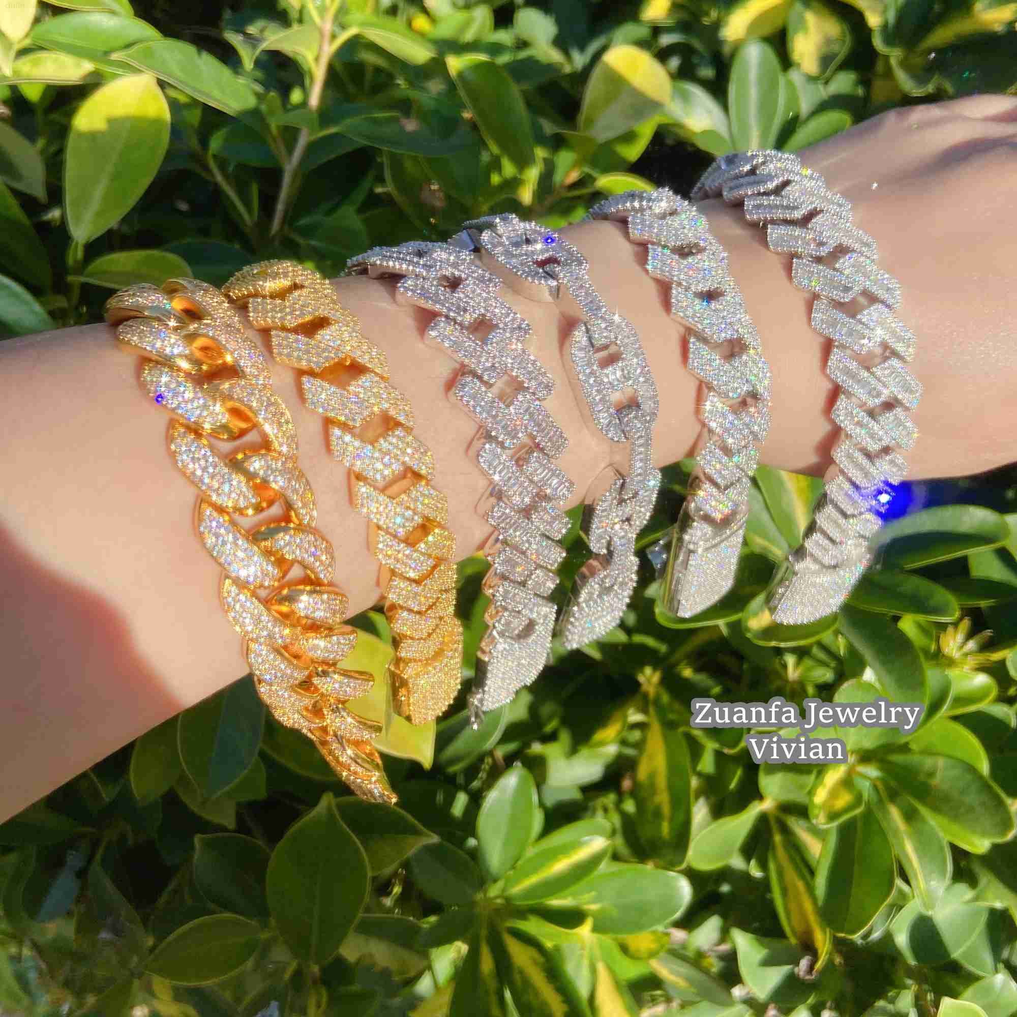 

Hip Hop Iced Out Jewelry Buss Down Vvs Moissanite Cuban Link Chain Silver Cuban Chain Custom Necklace