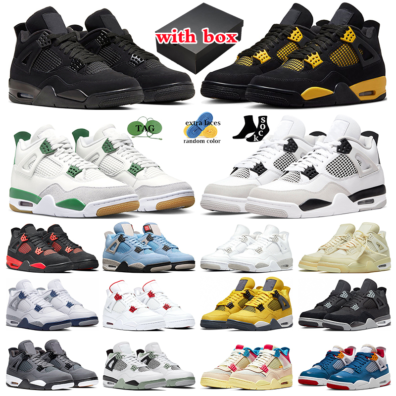 

with box jumpman 4 basketball shoes military black cat 4s Pine Green Thunder Sail Seafoam Midnight Navy Red Metallic mens trainers women sneakers sports, 19