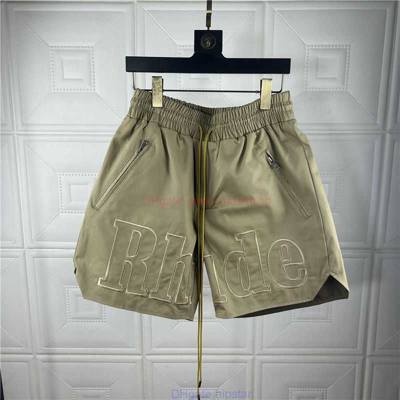 

Designer Short Fashion Casual Clothing Beach shorts American Street Rhude High Street Drawstring Letter Embroidery Fashion Popular Shorts Mens Workwear Capris Su, Khaki