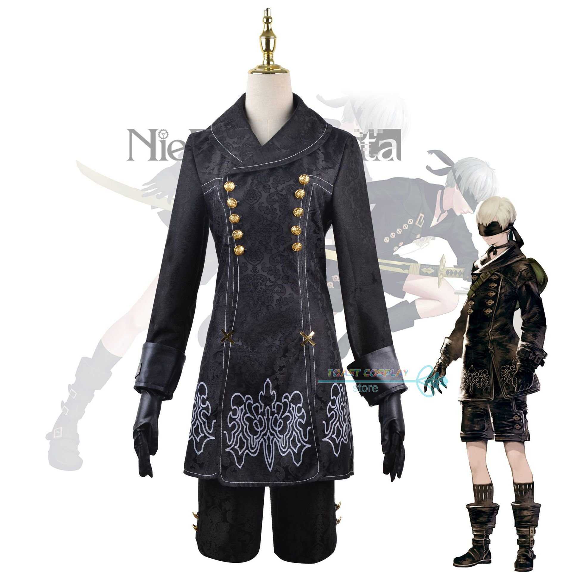 

Anime Costumes Game Role 9S Cosplay NieRAutomata YoRHa No9 Type S et Cosplay Come Handsome Uniform Halloween Party Cos Z0602