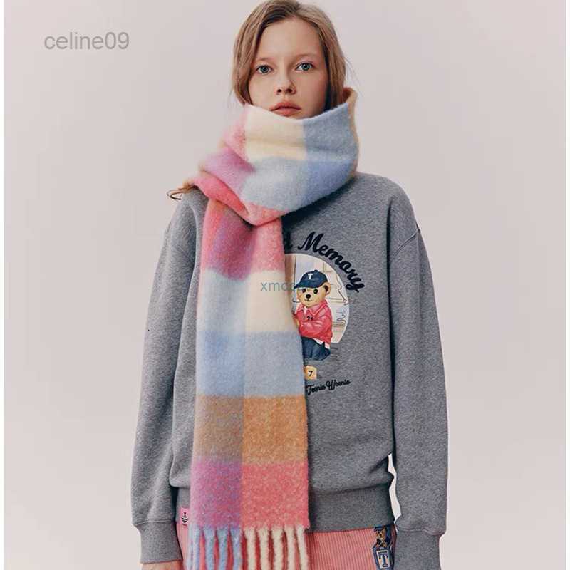 

Scarves Mohair Respective Large Thickened Color Contrast Ac Imitation Cashmere Blue Scarf Rainbow Plaid Warm Shawl