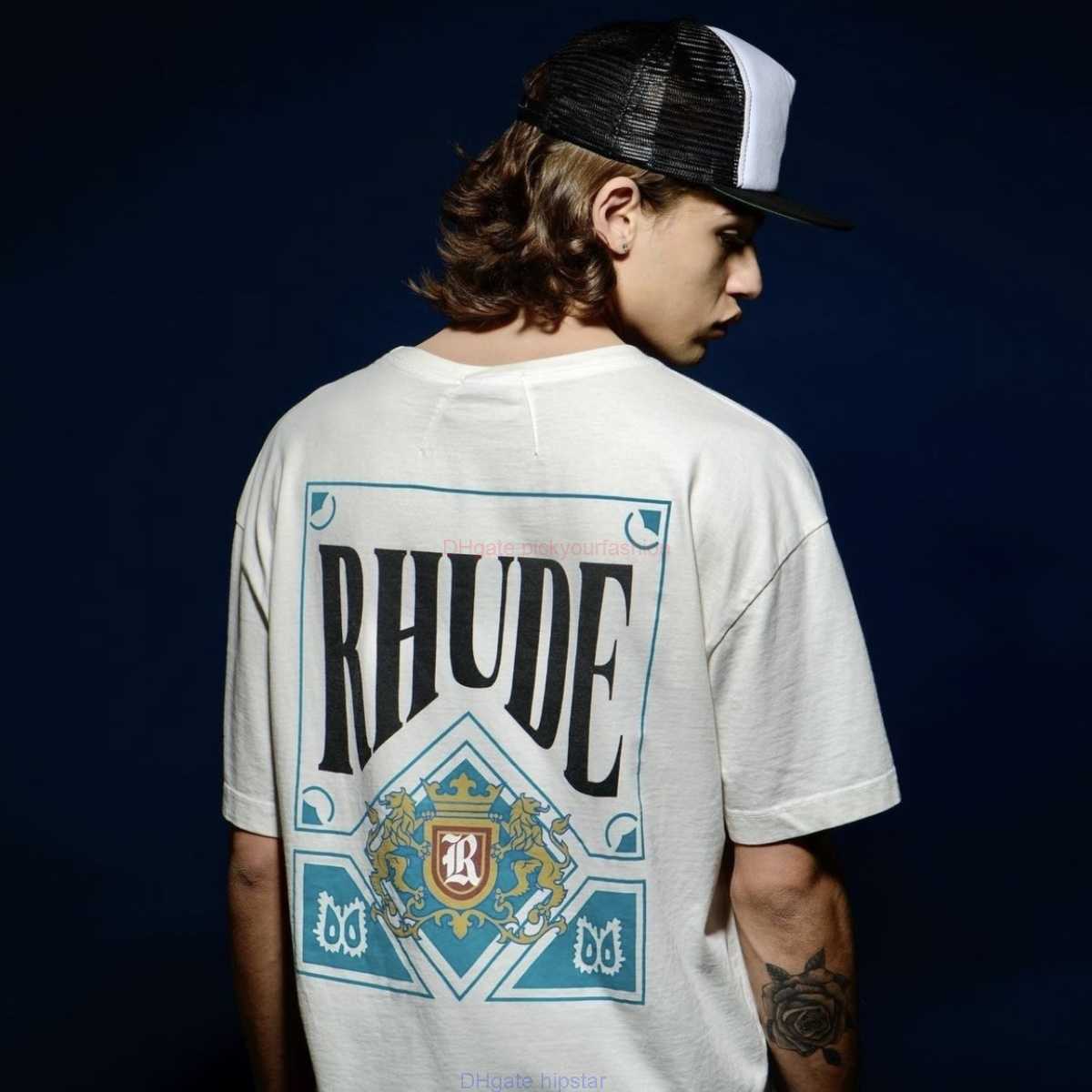 

Designer Fashion Clothing Tees Tshirt H8012#rhude Kaleidoscope Poker Short Sleeve T-shirt Cotton Streetwear Tops Casual Sportswear Rock Hip hop for sale, White/h8012