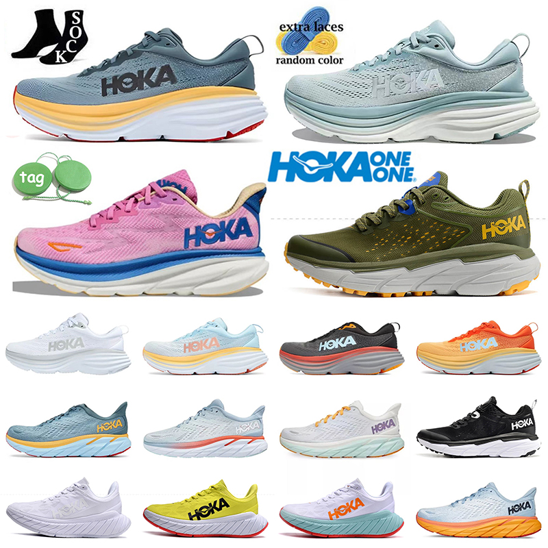 

HOKA ONE one bondi 8 Athletic Running Shoes hokas Clifton 8 9 Carbon X2 Sports Runner Sneakers Cloud Mist Blue absorb shock Kawana dhgate For Mens Women Trainers 36-45, A31 never stop dreaming white blue orang