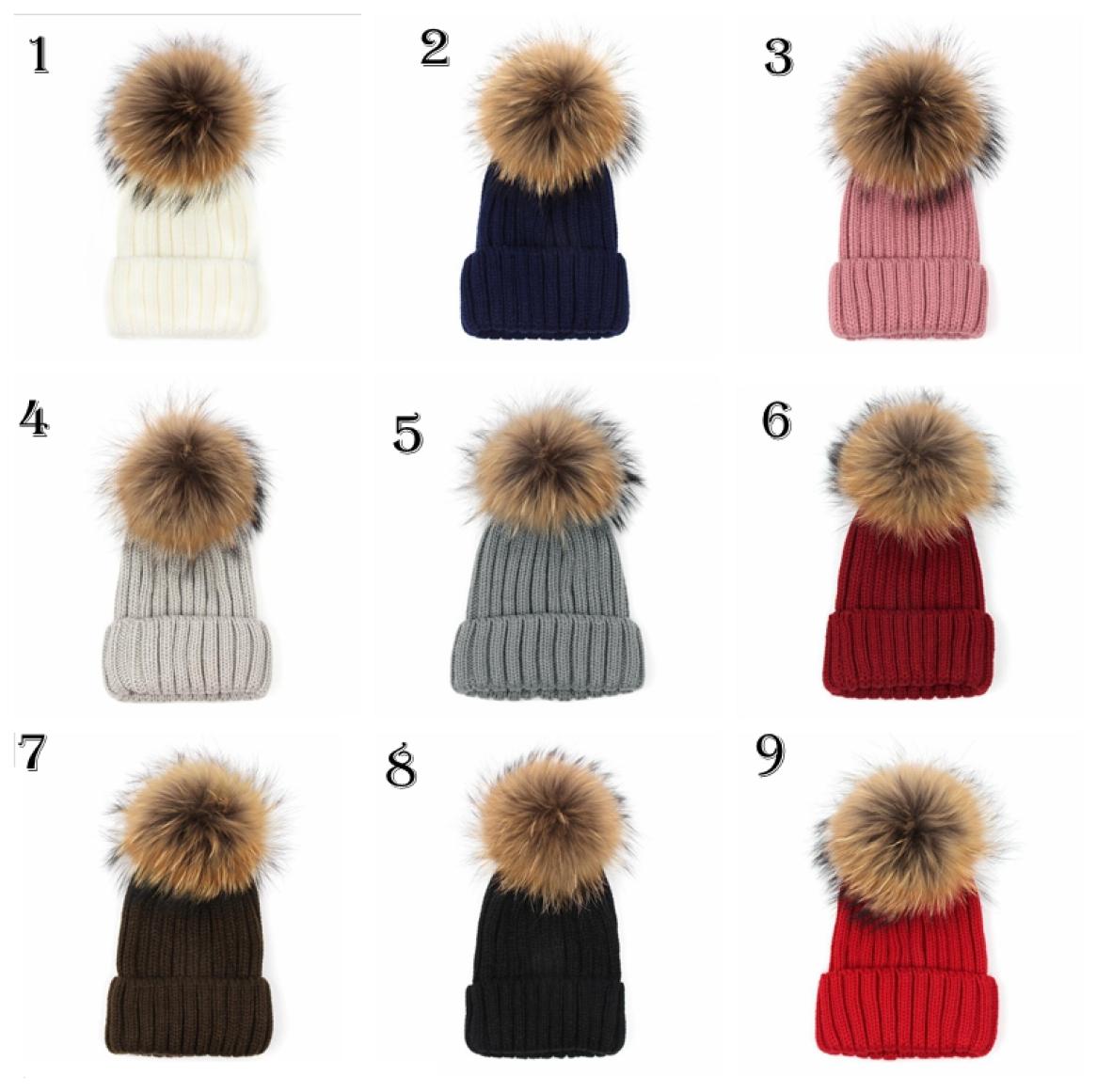 

Quality Removable Real Mink Fox Fur Pom Poms Ball Acrylic Beanies Winter Warm Plain Hats Adults Slouchy Mens Womens Snow Warm Hat 6177297, Red