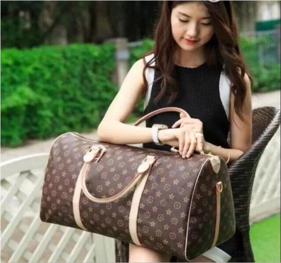 

pu leather duffle bag Duffel Bags 55cm luggages Travelling handBags Women large capacity luggage bag baggage waterproof handbag Ca1092746, Light green