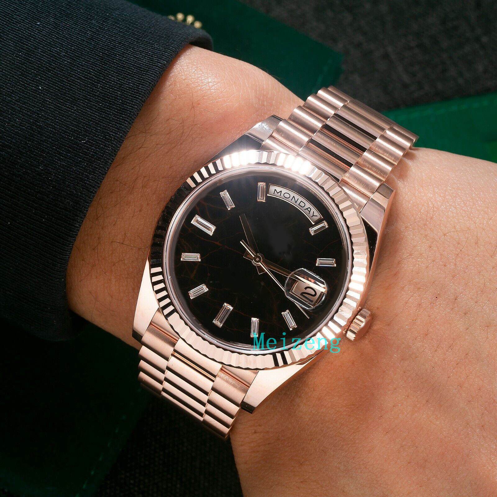 

Luxury Wristwatch BRAND NEW Men's Automatic Watches Day-Date 40 Rose Gold Eisenkiesel Diamond Dial 228235, Watch