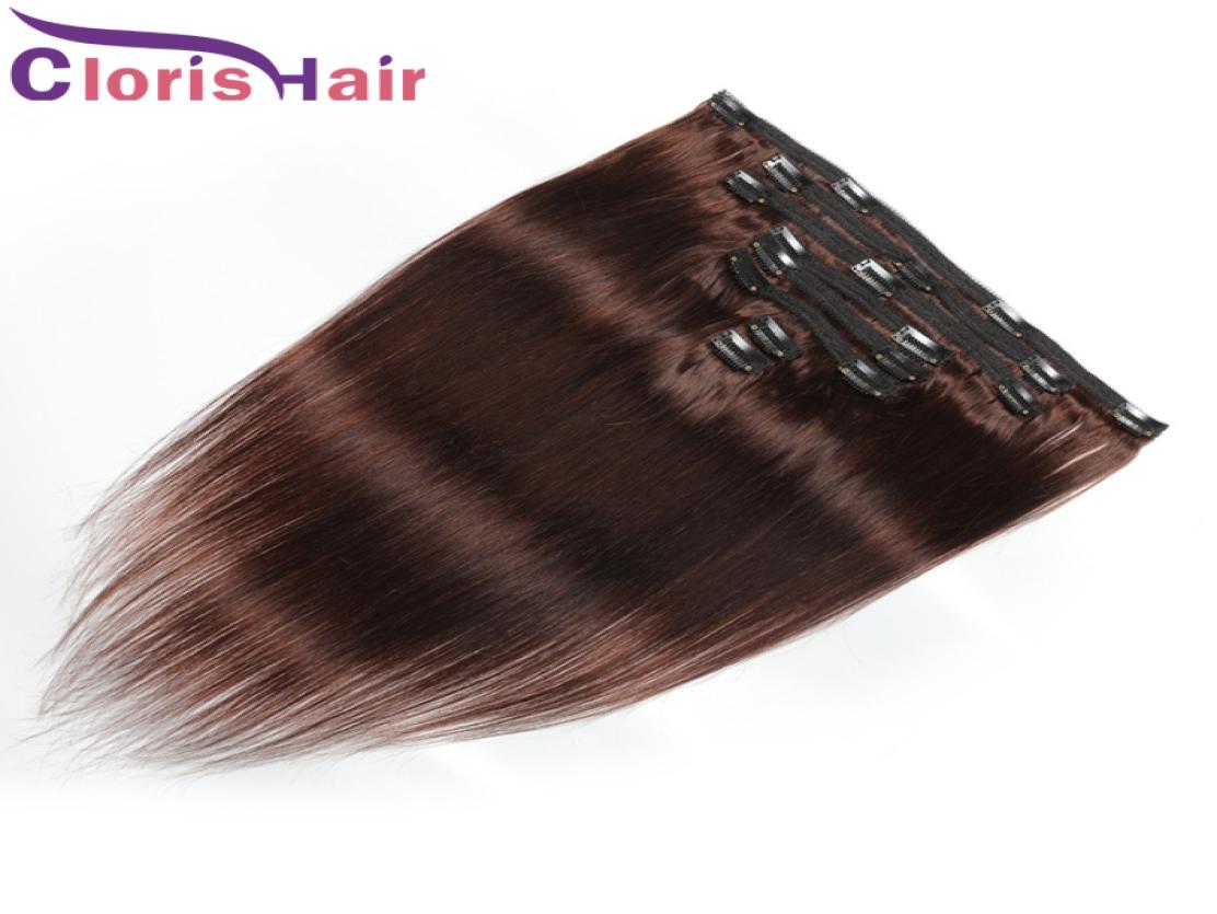

Full Head 8pcs 120g Dark Brown Clip On Extensions Silky Straight Double Machine Weft Clip Ins 4 Malaysian Virgin Human Hair Clips2600136