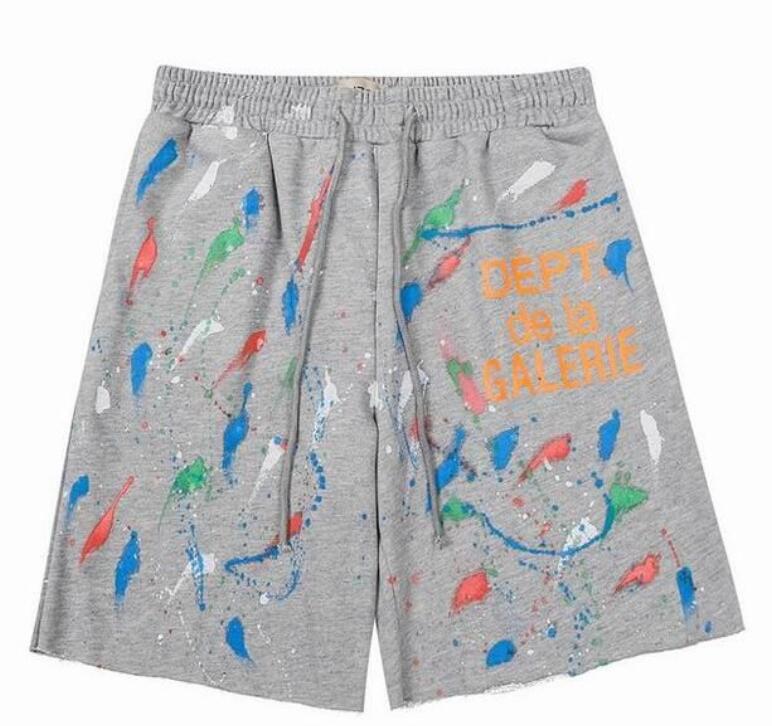 

Men's Shorts American Fashion Brand Galleryes Depts Hand-painted Splash Printing Pure Cotton Terry Shorts Fog High Street 5-point Casual Pants, Customize