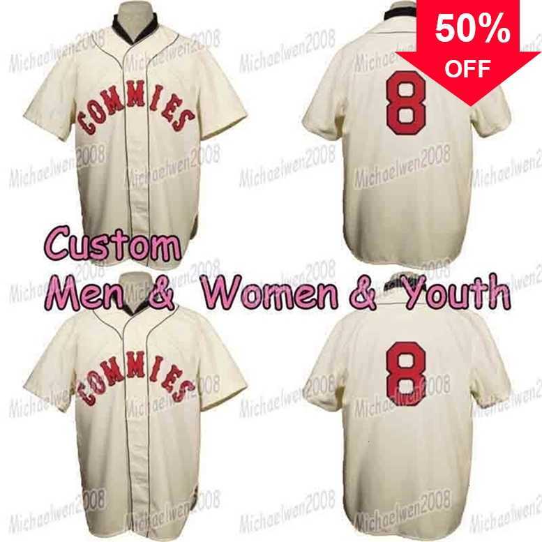 

Xflsp GlaMitNess custom Decatur Commies 1928 Home Jersey Men Women Youth Baseball Jerseys Double Stitched, White number 8 no name