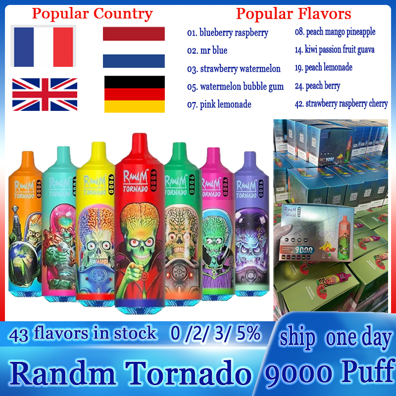 

Original RandM Tornado 9000 Puffs Disposable E-cigarettes Randm Puff 9000 9k vapers desechables Mesh Coil 18ml Disposables Vape Pen 0 2 3 5% Rechargeable 850mAh RGB