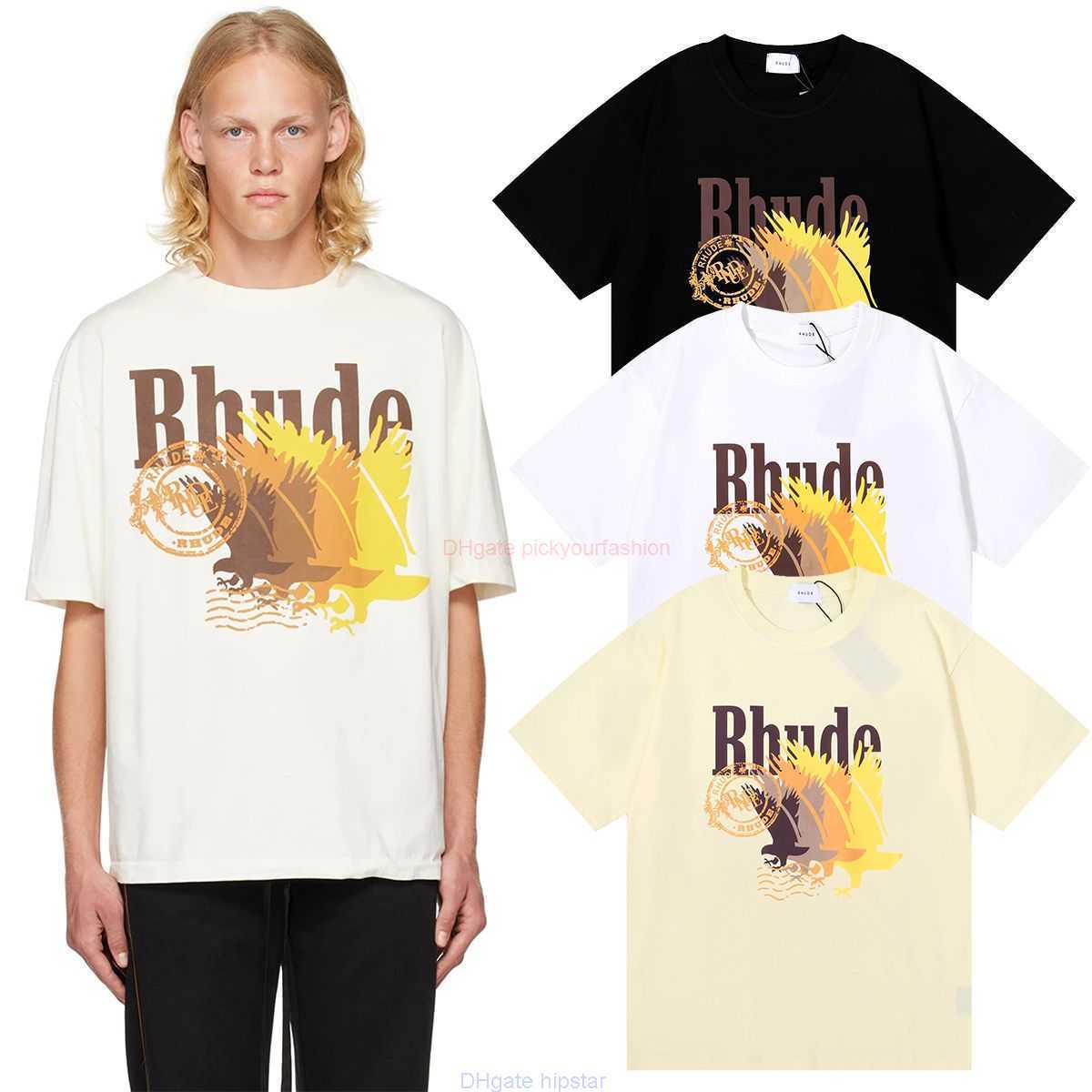 

Designer Fashion Clothing Tees Tshirt Niche Fashion Rhude New Postage Gradient Printing Highquality Double Yarn Pure Cotton Short Sleeved Tshirt for Men Women Cott, White 5039