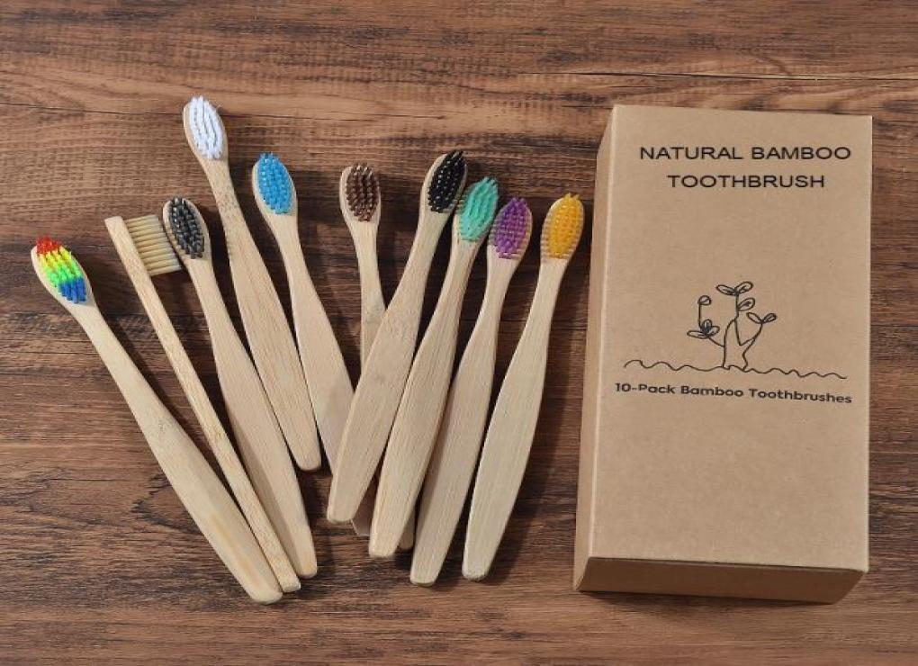 

New design mixed color bamboo toothbrush Eco Friendly wooden Tooth Brush Soft bristle Tip Charcoal adults oral care toothbrush7314298