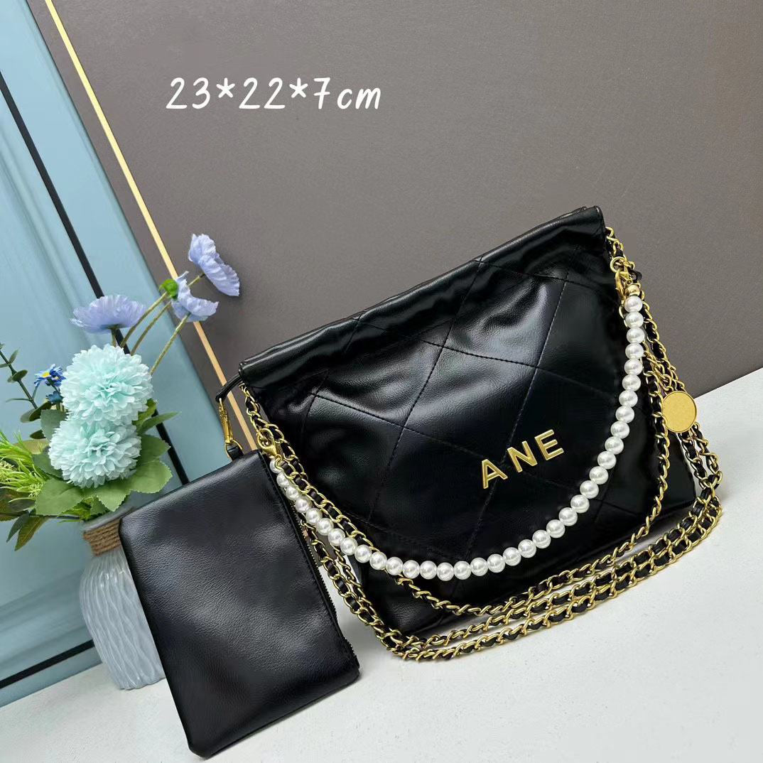 

designer channel bag designer classic garbage bag handbag Messenger bag Pearl chain detachable shoulder bag, Bronze