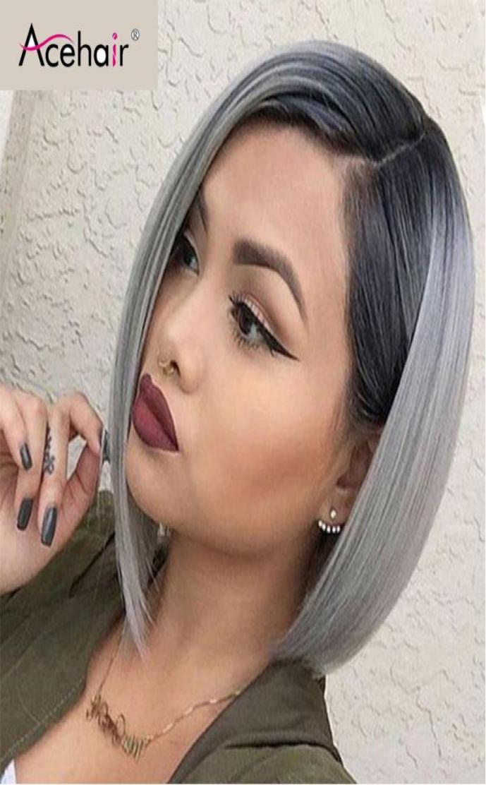 

Acehair Ombre 1b grey Bob Wig 13x4 Short Bob Wigs Brazilian Straiight Lace Front Human Hair Wig Remy Hair For Black Woman9513764, Ombre color