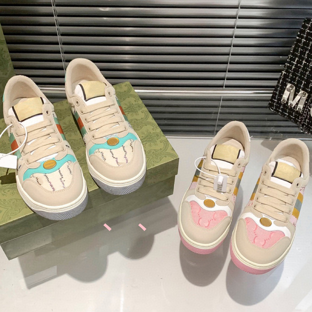 

Designer Sneakers Embossed Leather Casual Dirty Shoes Shoes Green Pink Fashion Women Sneaker Platform Trainers Chaussures Rubber Outsole Sport Size EUR 35-40