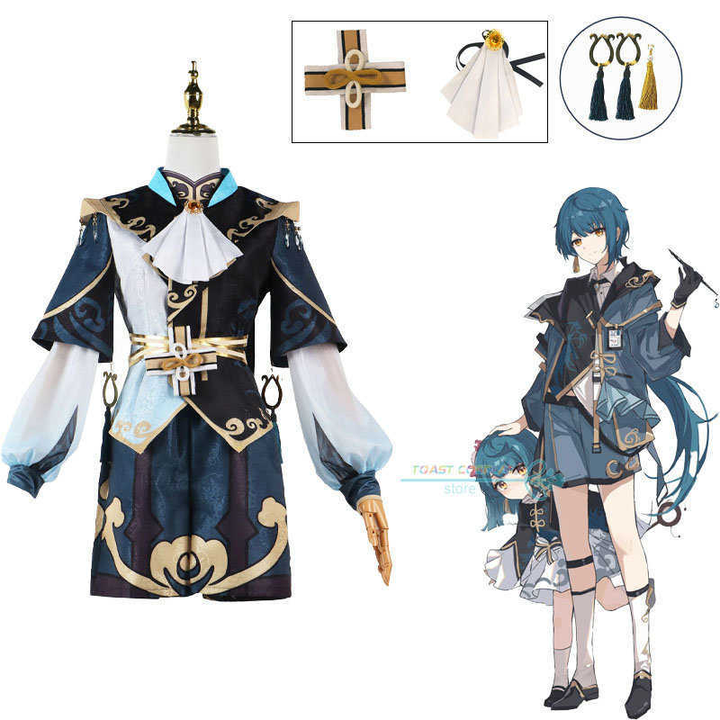 

Anime Costumes Game Genshin Impact Xingqiu Cosplay Gorgeous Come Adult Carnival Uniform Wig Anime Halloween Party Masquerade Women Z0602