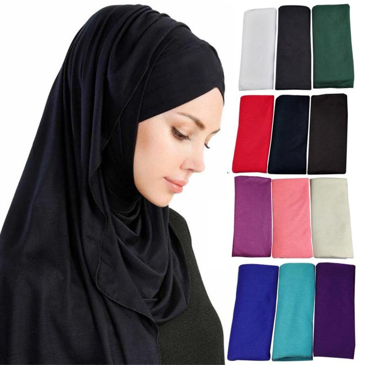 

Scarves Fashion Women Solid Color Cotton Headscarf Ready To Wear Instant Hijab Scarf Muslim Shawl Islamic Hijabs Arab Wrap Head8299040
