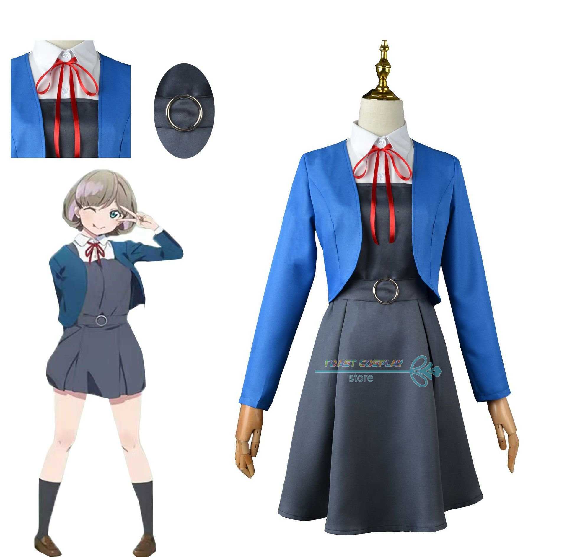 

Anime Costumes LoveLive Cosplay Tang Keke Anime Cos Halloween Party Female Blue and Cute Come Jk Uniform Preppy Style Z0602