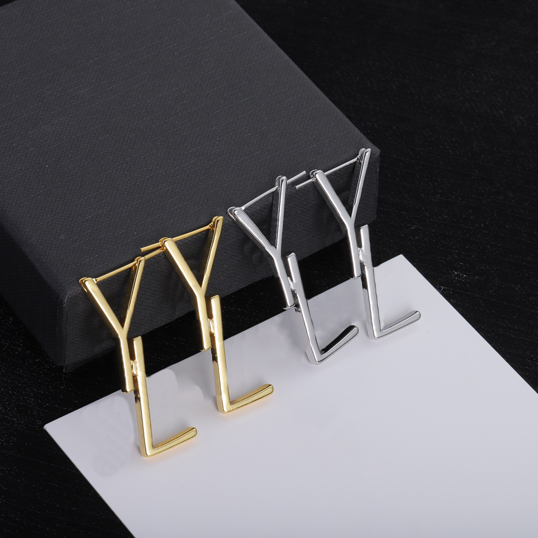 

Gold stud earrings brass letter y earrings designer for women fashion Christmas wedding bride gift designer jewelry