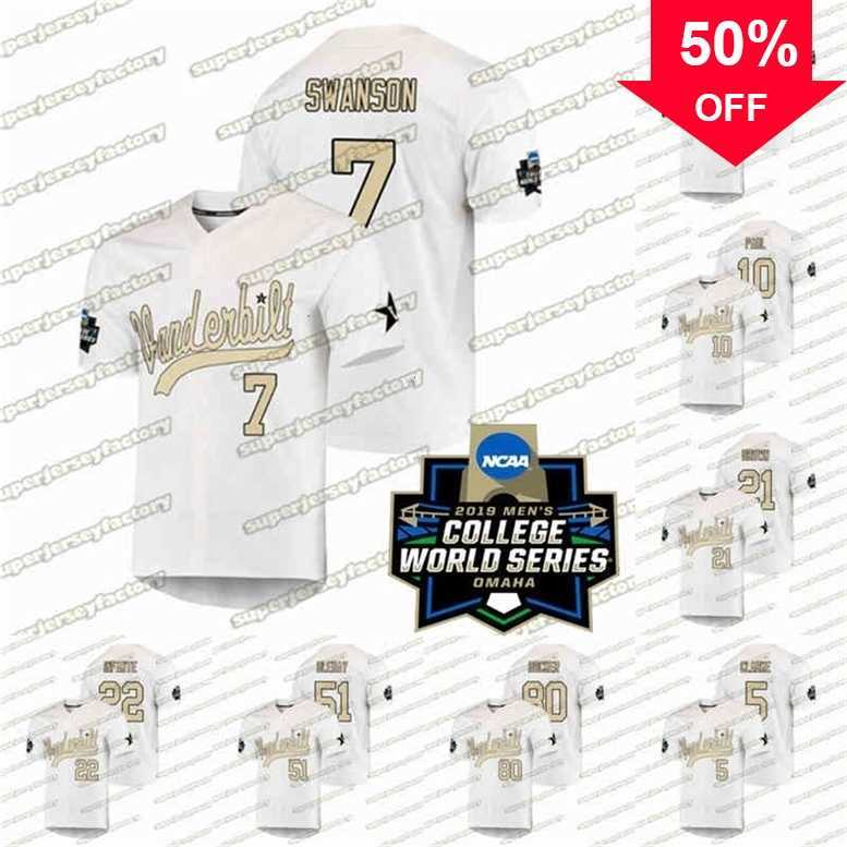 

Xflsp GlaA3740 Vanderbilt Commodores CWS 7 Dansby Swanson jerseys 51 J.J. Bleday 10 Ethan Paul 21 Tyler Brown 22 Julian Infante Baseball College Jersey